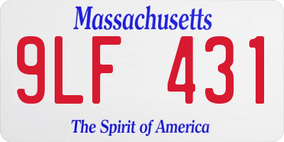 MA license plate 9LF431