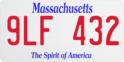 MA license plate 9LF432