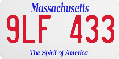 MA license plate 9LF433
