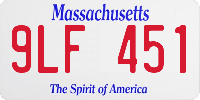 MA license plate 9LF451