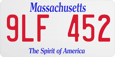 MA license plate 9LF452