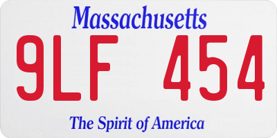 MA license plate 9LF454