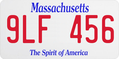 MA license plate 9LF456