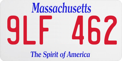 MA license plate 9LF462