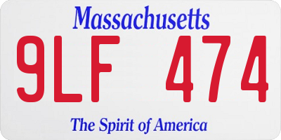 MA license plate 9LF474