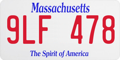 MA license plate 9LF478