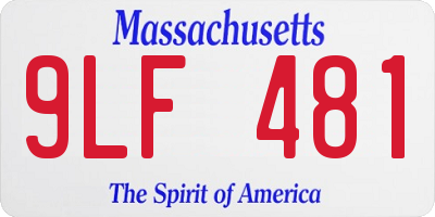 MA license plate 9LF481