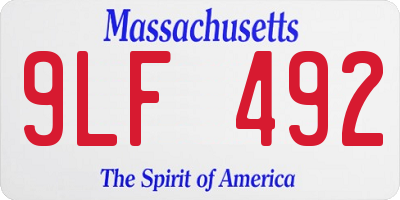 MA license plate 9LF492