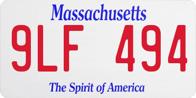 MA license plate 9LF494