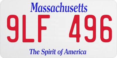 MA license plate 9LF496