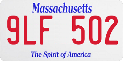 MA license plate 9LF502