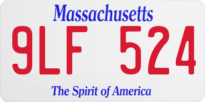 MA license plate 9LF524