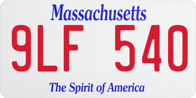 MA license plate 9LF540