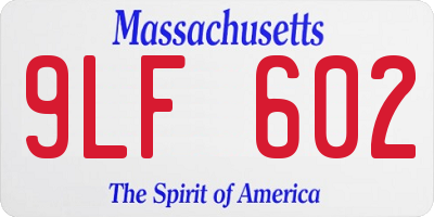 MA license plate 9LF602