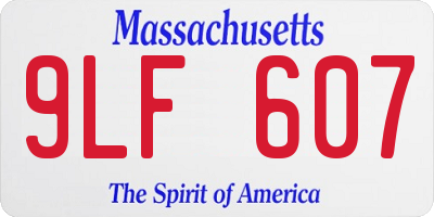 MA license plate 9LF607
