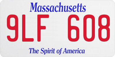 MA license plate 9LF608
