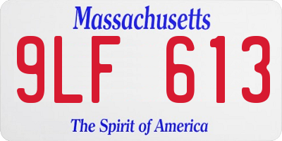 MA license plate 9LF613