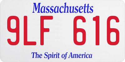 MA license plate 9LF616