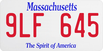 MA license plate 9LF645