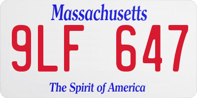 MA license plate 9LF647