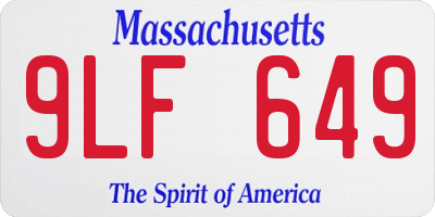 MA license plate 9LF649