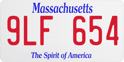 MA license plate 9LF654