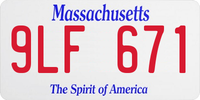 MA license plate 9LF671