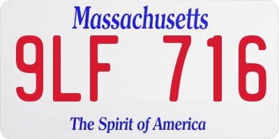 MA license plate 9LF716