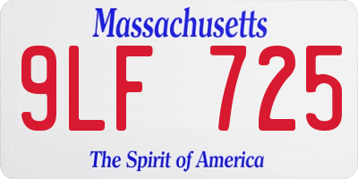 MA license plate 9LF725