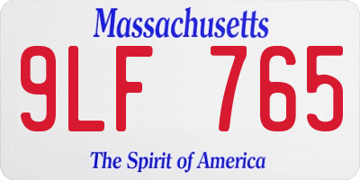 MA license plate 9LF765