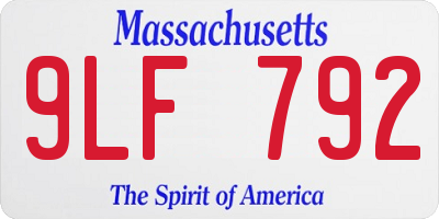 MA license plate 9LF792
