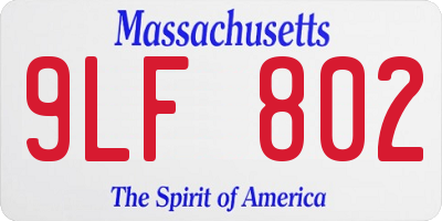 MA license plate 9LF802