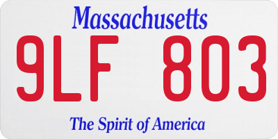 MA license plate 9LF803