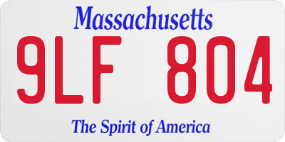 MA license plate 9LF804