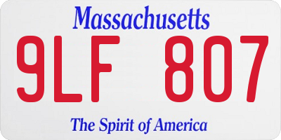 MA license plate 9LF807