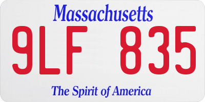 MA license plate 9LF835
