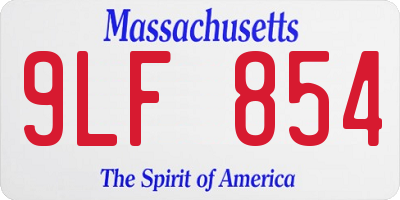 MA license plate 9LF854