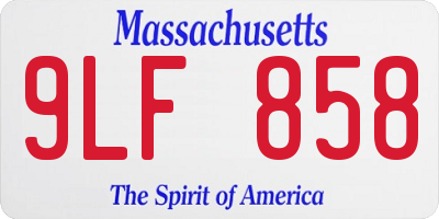 MA license plate 9LF858