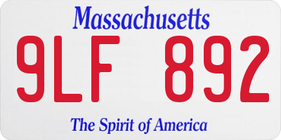 MA license plate 9LF892