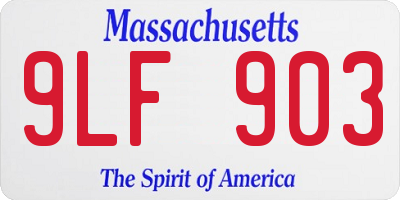 MA license plate 9LF903