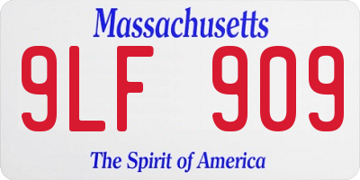 MA license plate 9LF909