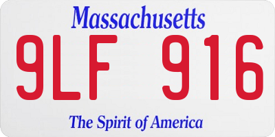 MA license plate 9LF916
