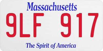 MA license plate 9LF917