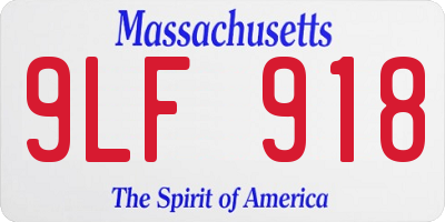 MA license plate 9LF918