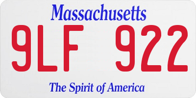 MA license plate 9LF922