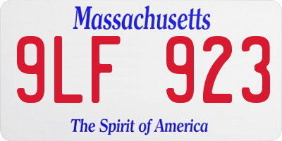 MA license plate 9LF923