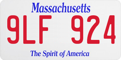 MA license plate 9LF924
