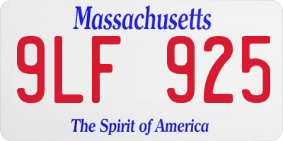 MA license plate 9LF925