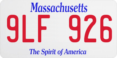 MA license plate 9LF926