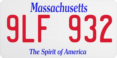 MA license plate 9LF932